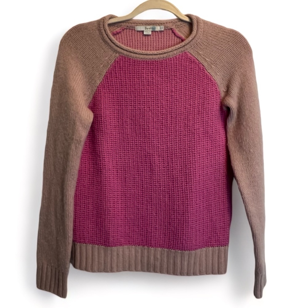 Boden Wool Alpaca Colorblock Knit Sweater Two Tone Pink | UK 8 US 4 Small